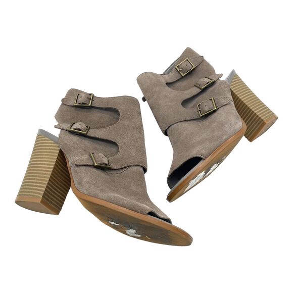 Melrose & Market Booties Womens 8.5 Suede Coastal Cowgirl Boho Peep Toe Boot - Picture 8 of 13